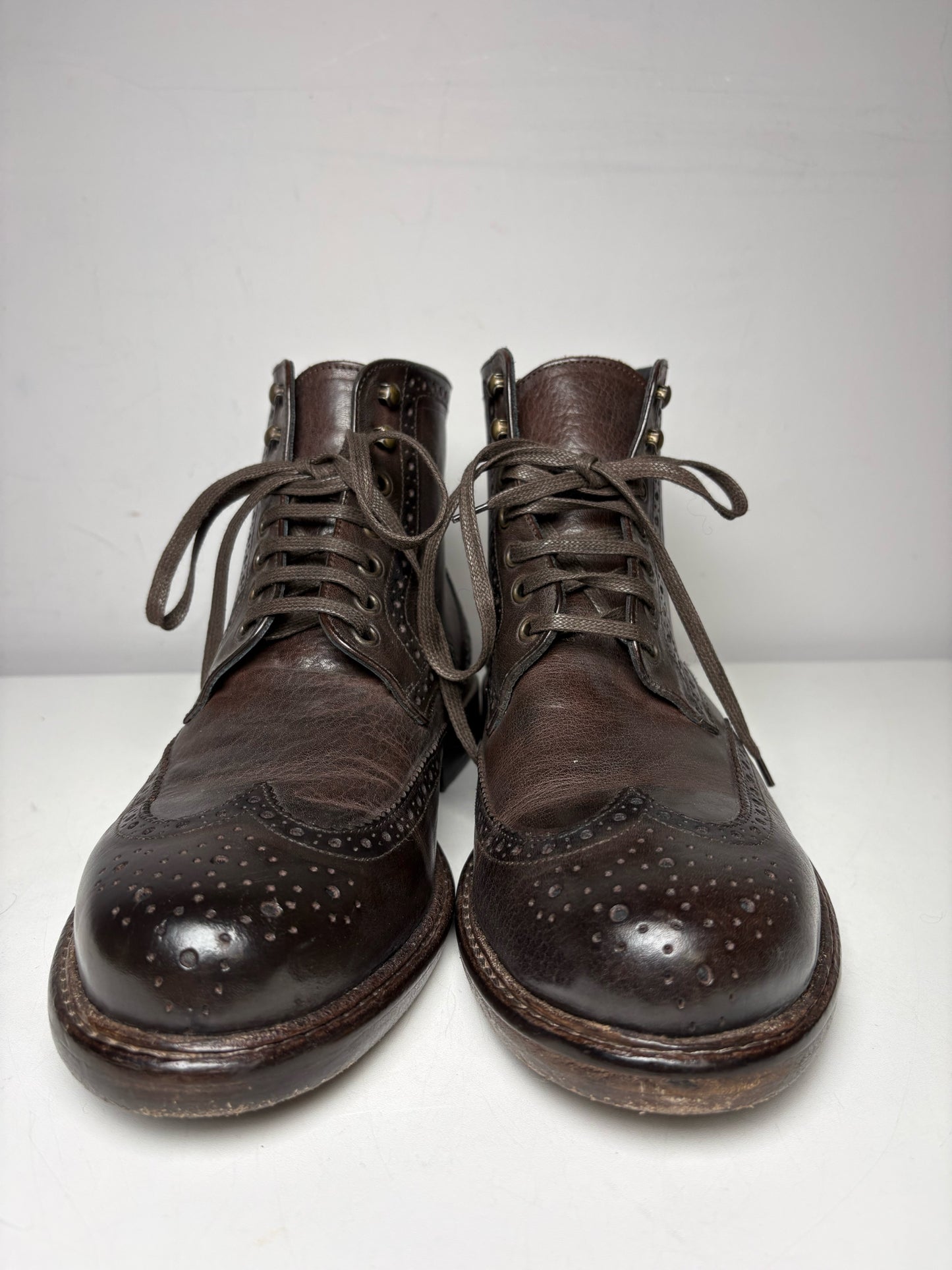 Women's Shoe Size 42 Kalimala Brown Leather Handmade in Italy Pre-Owned Lace-Up Boots