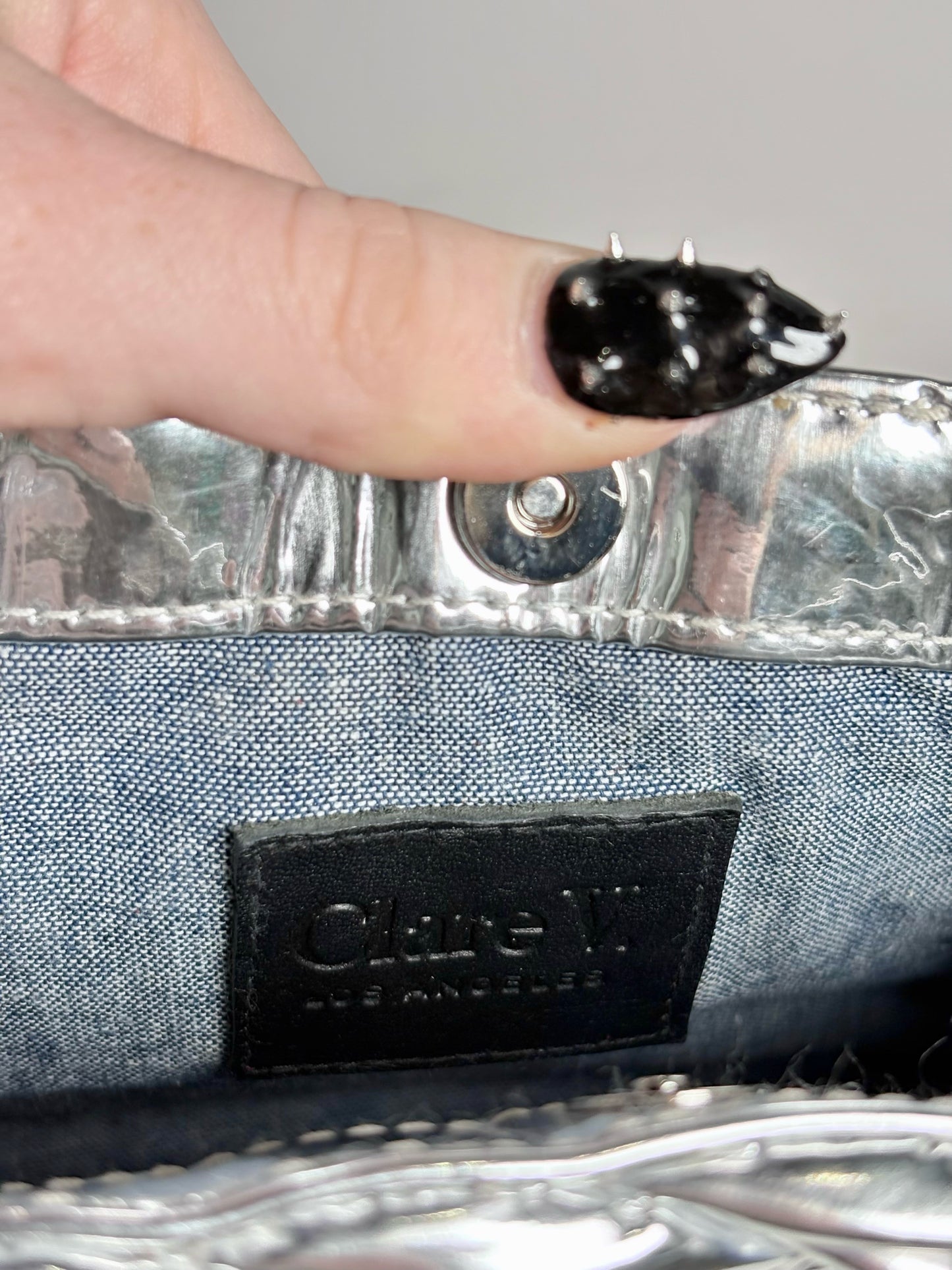 Clare V. Estelle Woven Crossbody Pre-owned Silver Purse