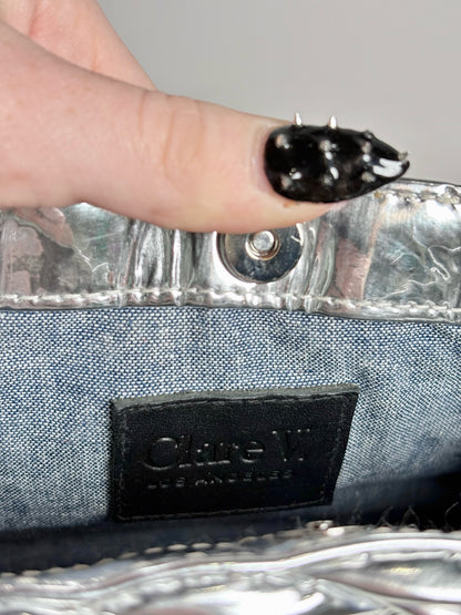 Clare V. Estelle Woven Crossbody Pre-owned Silver Purse