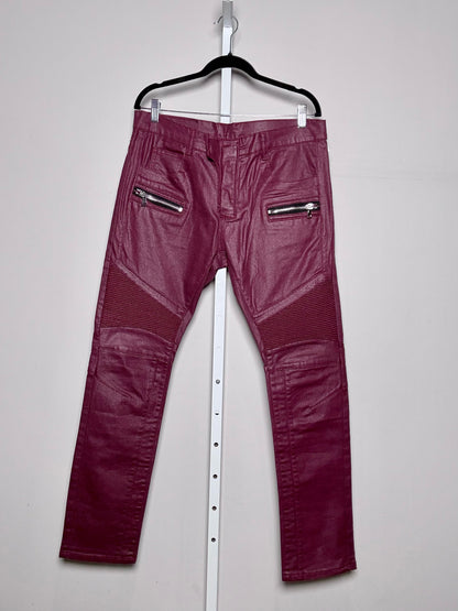 Balmain Burgundy 100% Cotton Men's Pants