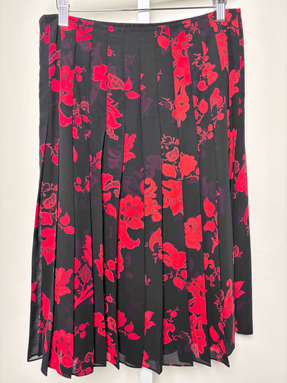 Women Size 6 Tory Burch Red, Black Floral Print Skirt