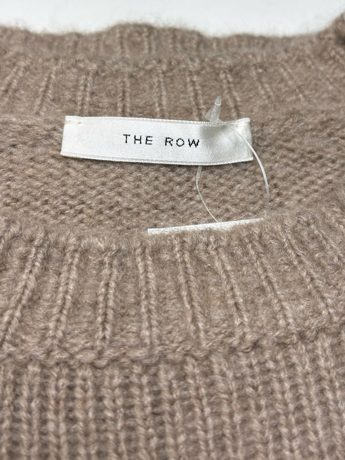 Women's Size M The Row Beige Pure Cashmere Ribbed Knit Pre-Owned Sweater