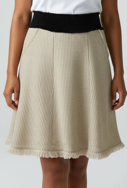 Women Size 8 Tory Burch Gold, black, cream Tweed Skirt