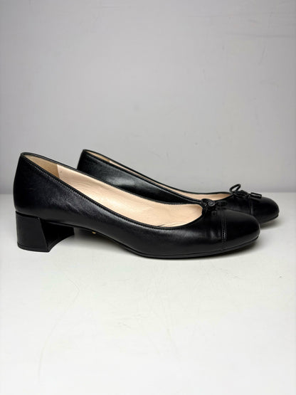 W Shoe Size 37 (7) Prada Black Leather Nappa Pre-owned Heels