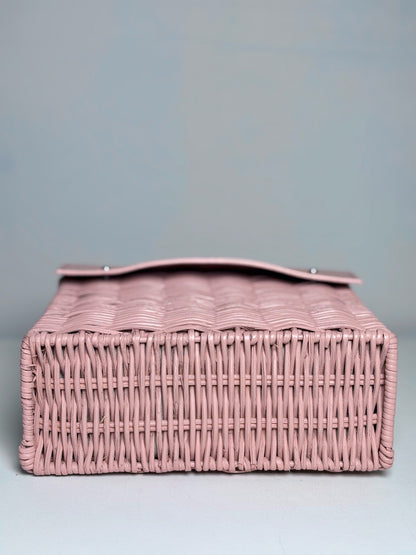 Wicker & Leather Wicker Wings Pre-owned Pink Small Purse