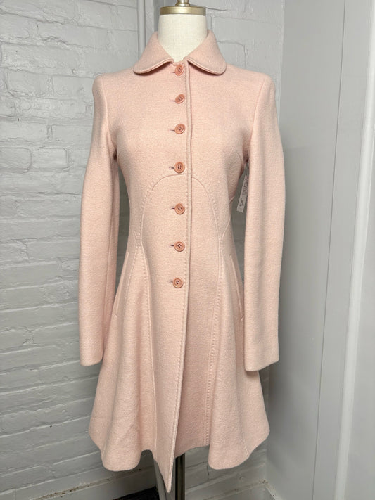 Women Size 4 Pringle of Scotland Pink Solid Vintage Lambswool Coat