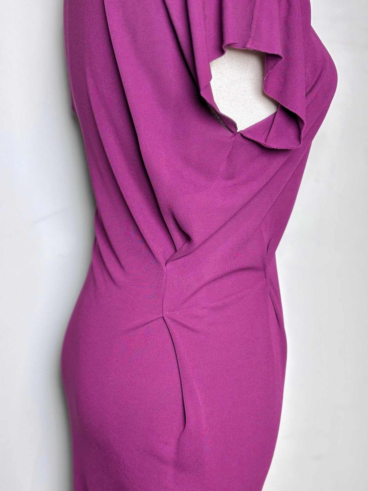 Women Size 6 Roland Mouret Plum Asymmetric Midi Clingy/Bodycon Pre-owned Dress