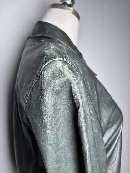 Women Size S Dolce & Gabbana Green Solid Leather Jacket