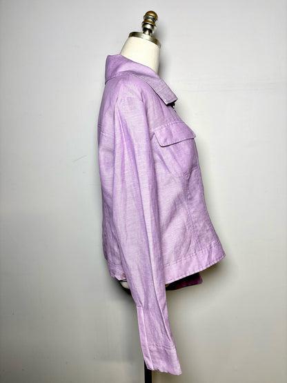 Women Size 18 Lafayette 148 Lilac Solid 52% Linen, 48% Wool Pre-owned Jacket