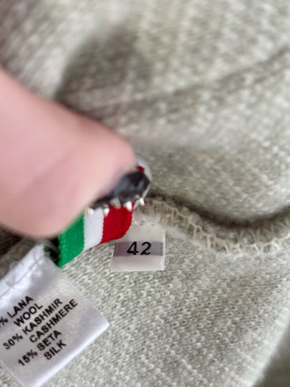 Women Size 42 ( 6 US) Adesi Pistachio Green Chevron Cashmere Pre-owned Sweater
