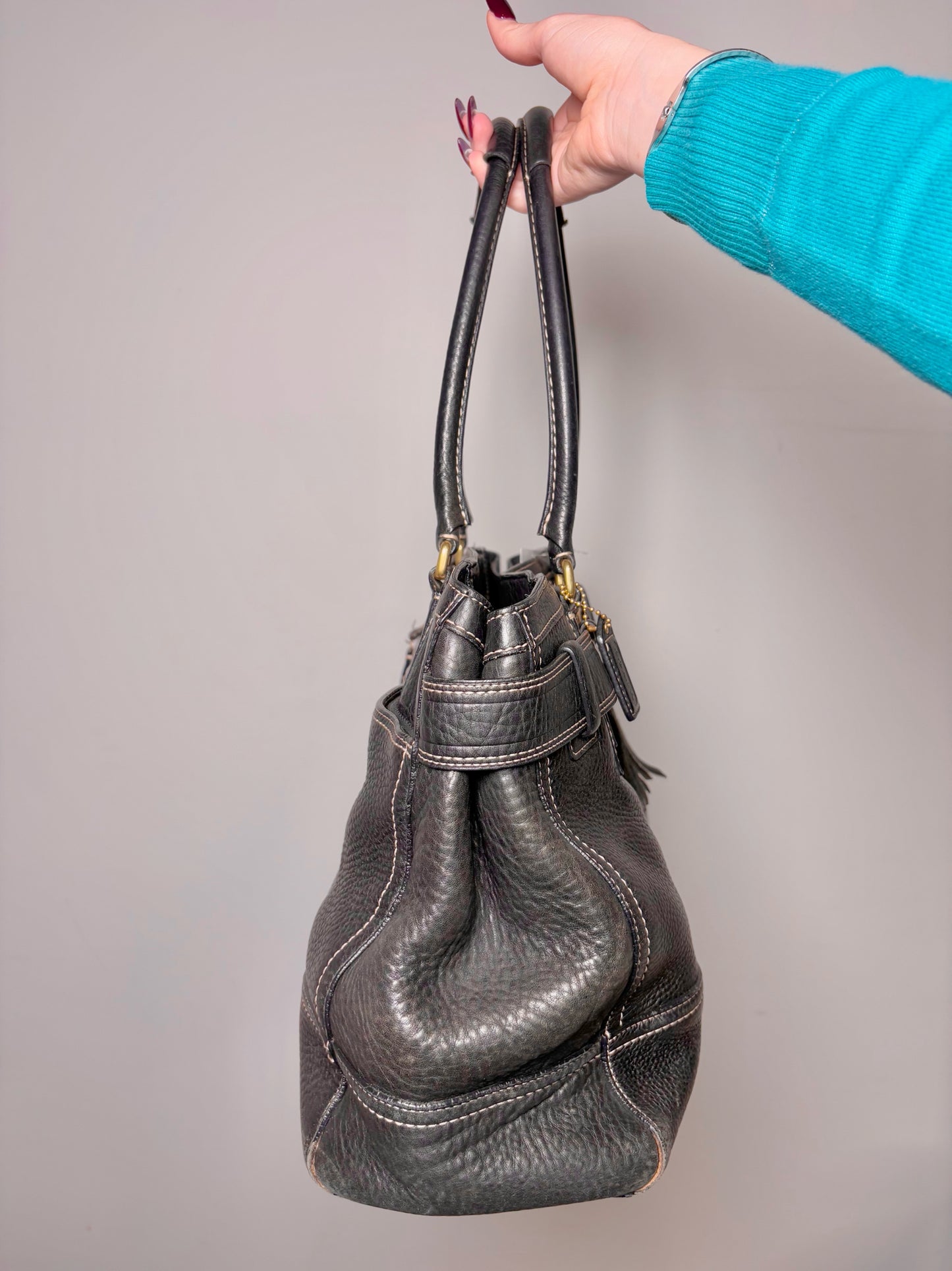 Leather Coach Solid Vintage Leather Black Purse