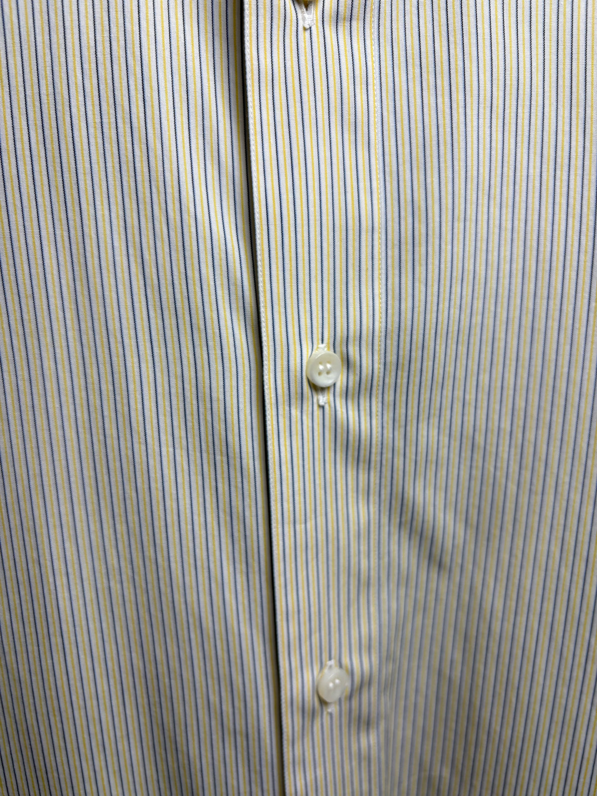 Mens Size 40 / 15 3/4 Brioni Yellow Cotton Stripe Men's Pre-Owned Dress Shirt