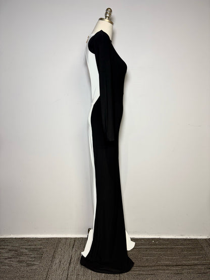 Women's Size 2 Zhivago Contradiction Black & White Colorblock NWT Pre-Owned Maxi Dress