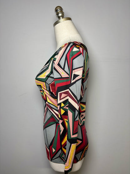Women Size 6 Emilio Pucci Multi-Color Abstract Print Silk Top