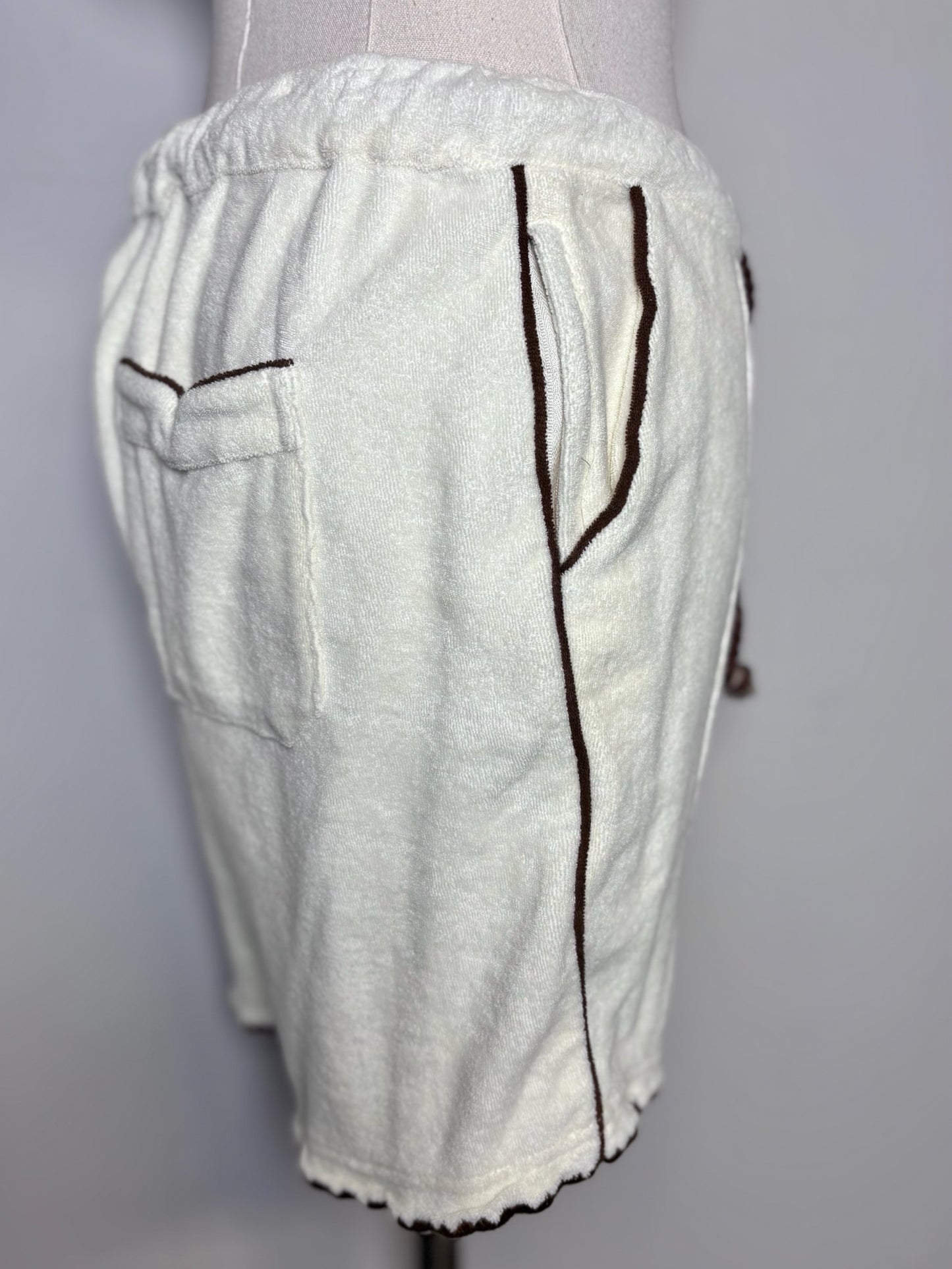 Tommy Bolo Cream 100% Organic Cotton Terry Embroidered Palm Men's S 2-Piece Set