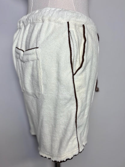Tommy Bolo Cream 100% Organic Cotton Terry Embroidered Palm Men's S 2-Piece Set