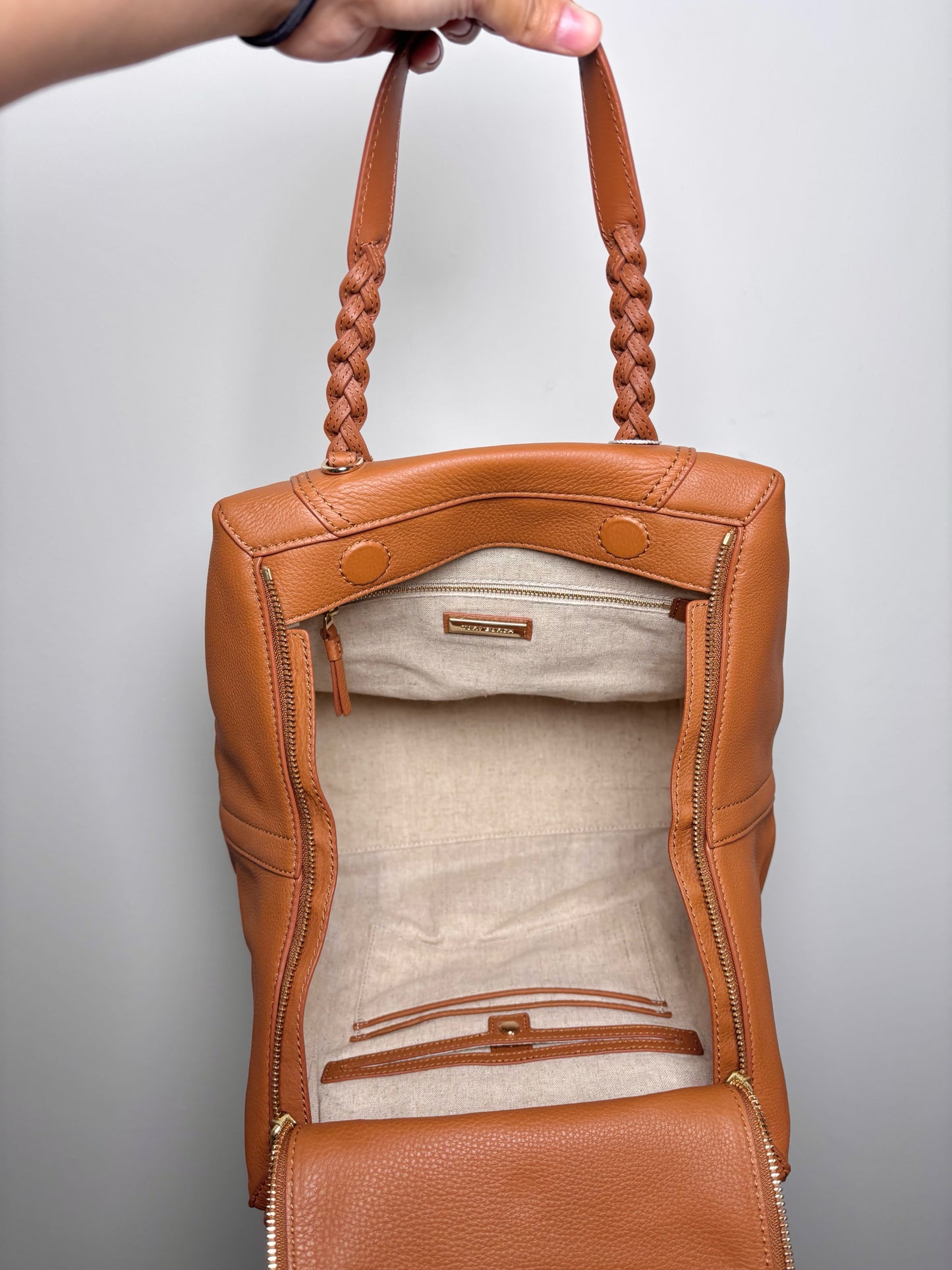 Tory Burch Solid Leather NWT Cognac Half Moon Purse