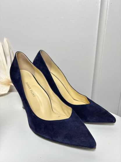 W Shoe Size 40.5 (10.5 US) Sarah Flint Navy Blue Suede Heels