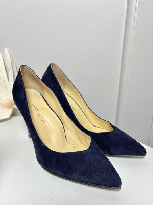 W Shoe Size 40.5 (10.5 US) Sarah Flint Navy Blue Suede Heels