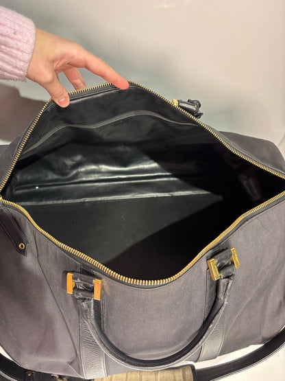 Black Canvas, Leather Chanel Duffle Bag