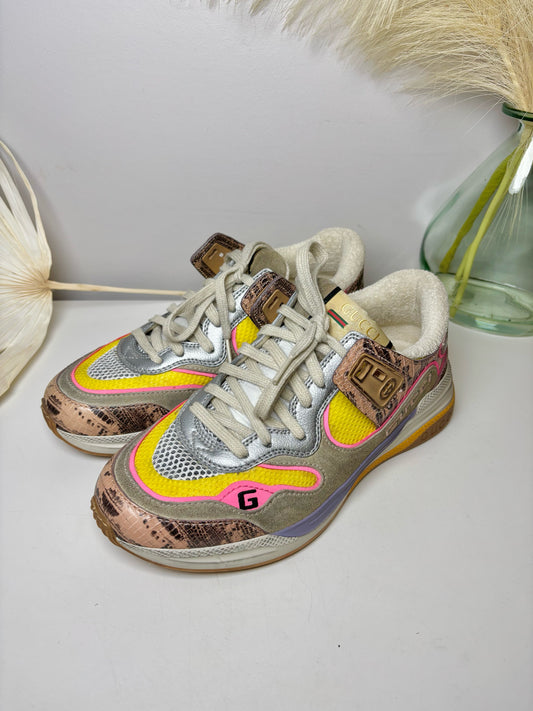 W Shoe Size 6.5 Gucci Ultrapace Multi-Color Leather Suede Tennis shoes