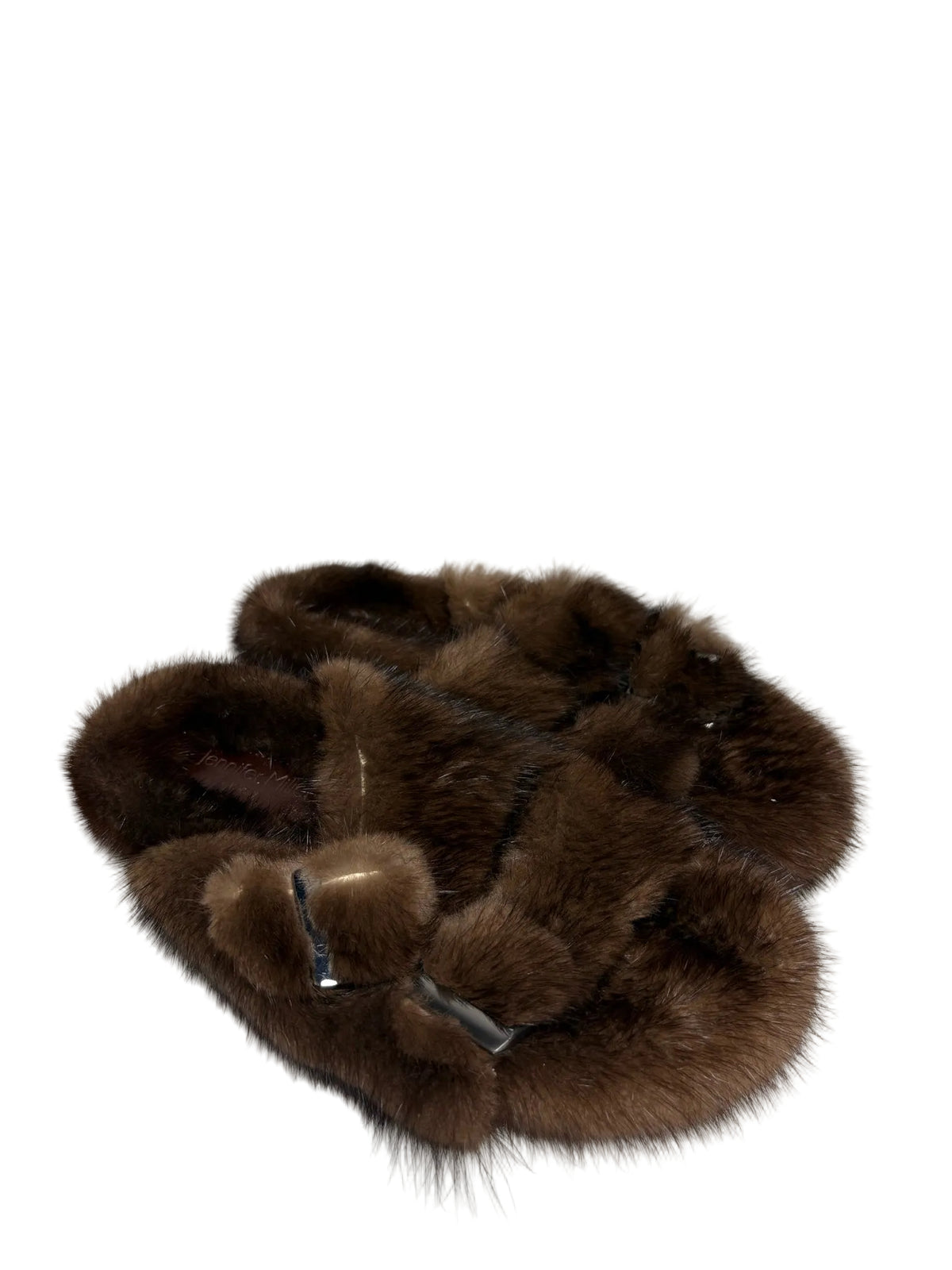 Brown fuzzy sandal slippers