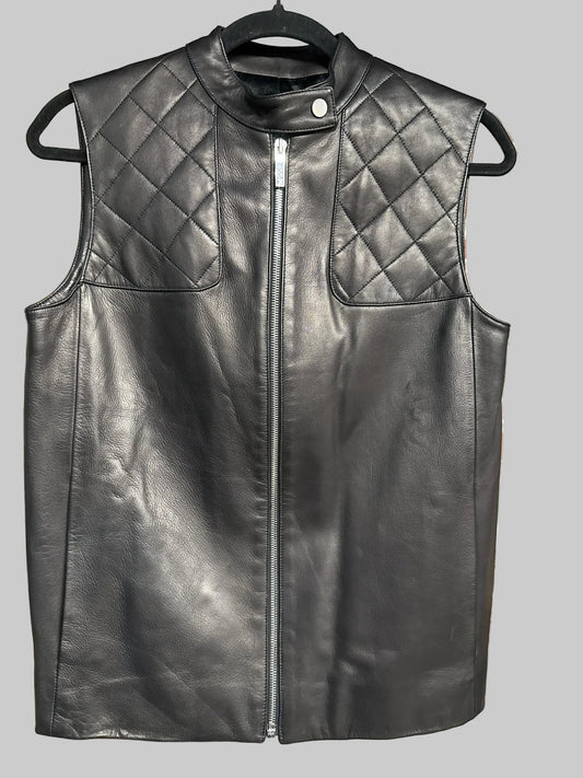 Women Size 6 (M) The Row Black Lambskin Leather Vest