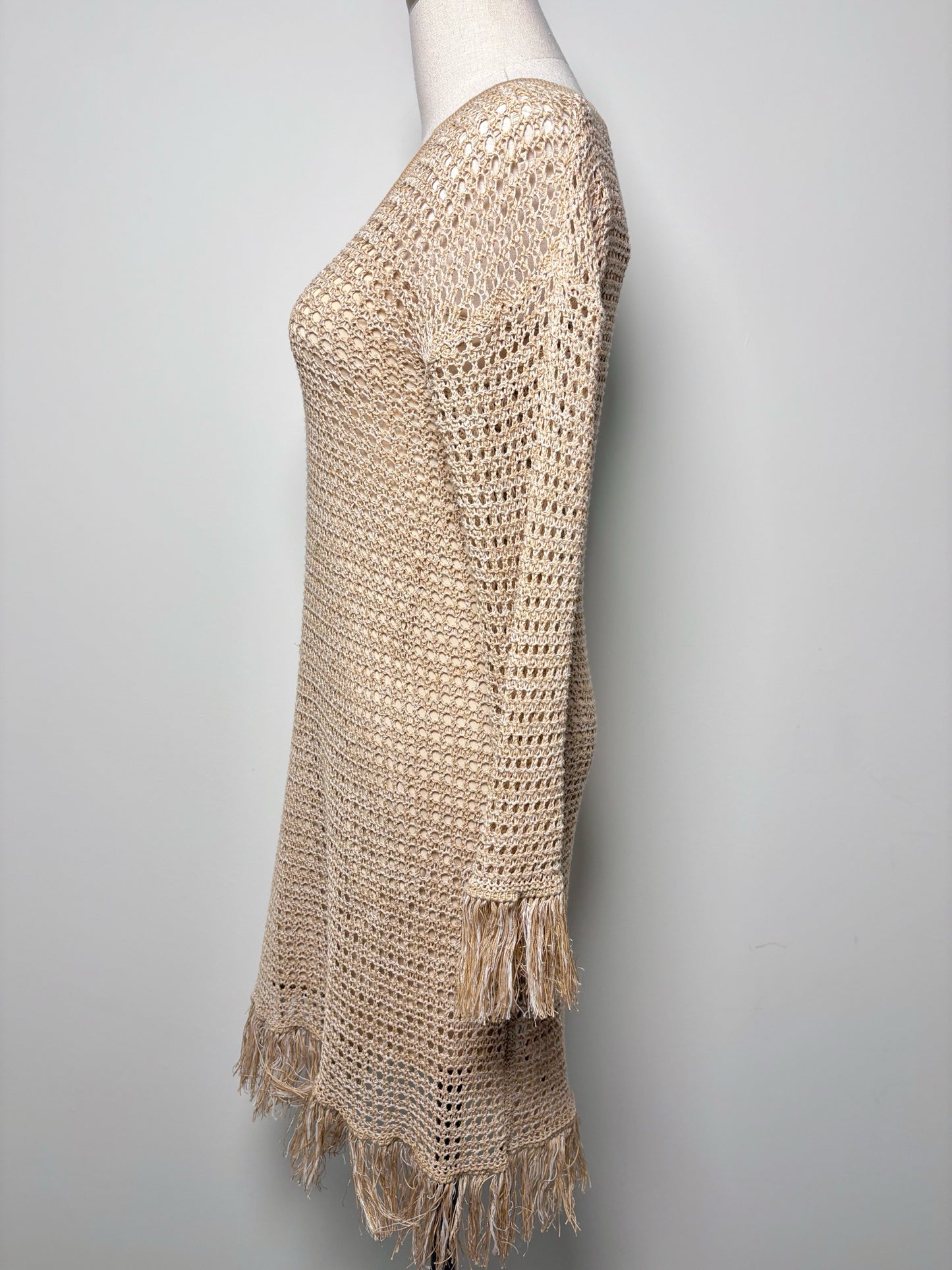 Women Size S Trina Turk Khaki Knitted Cotton, Linen, Viscose Dress