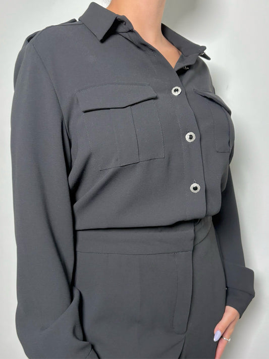 Women Size 40 The Kooples Black Solid Polyester Jumpsuit