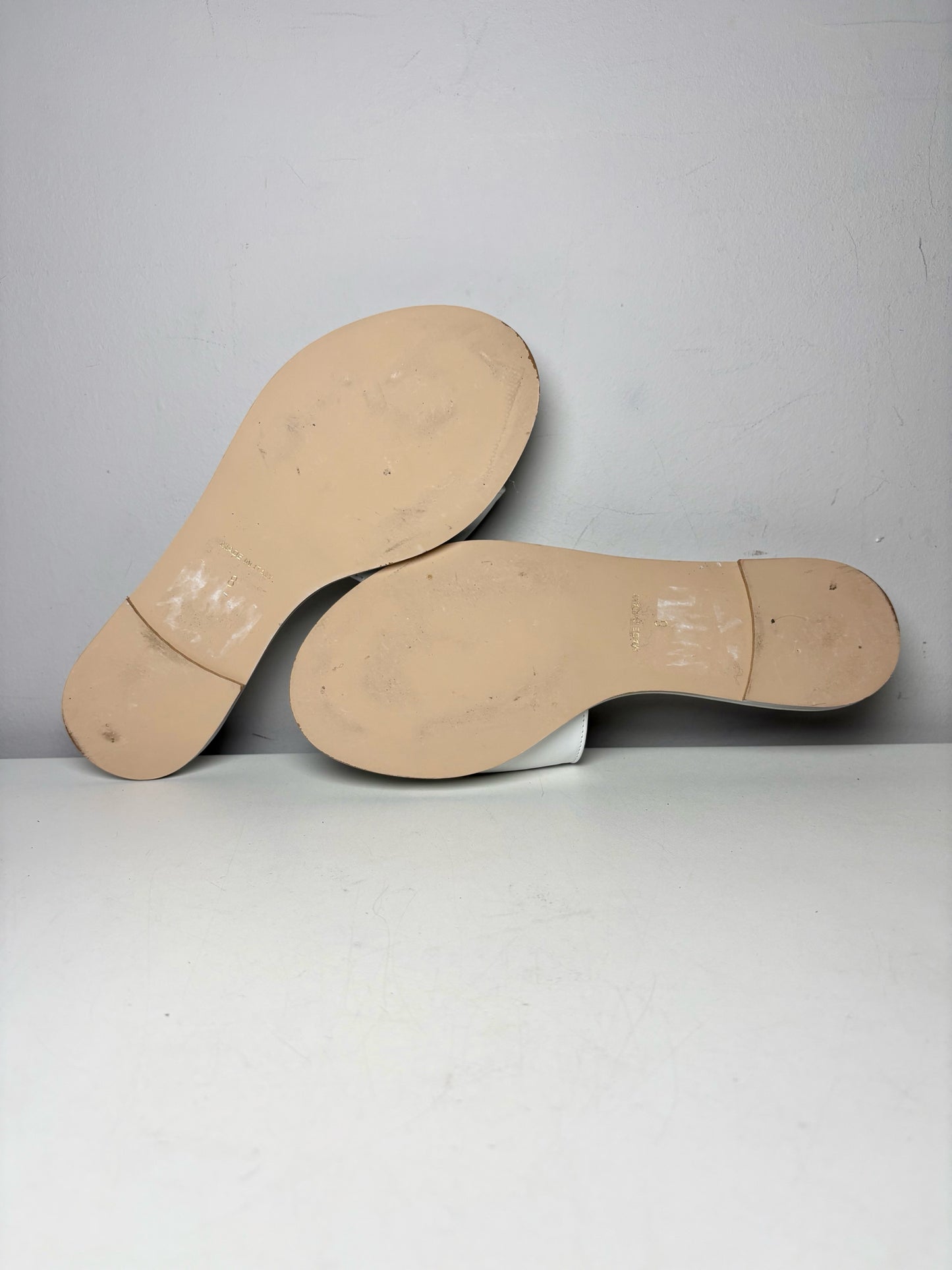 W Shoe Size 8 Mario Valentino White Leather Cowhide Women's Sandals