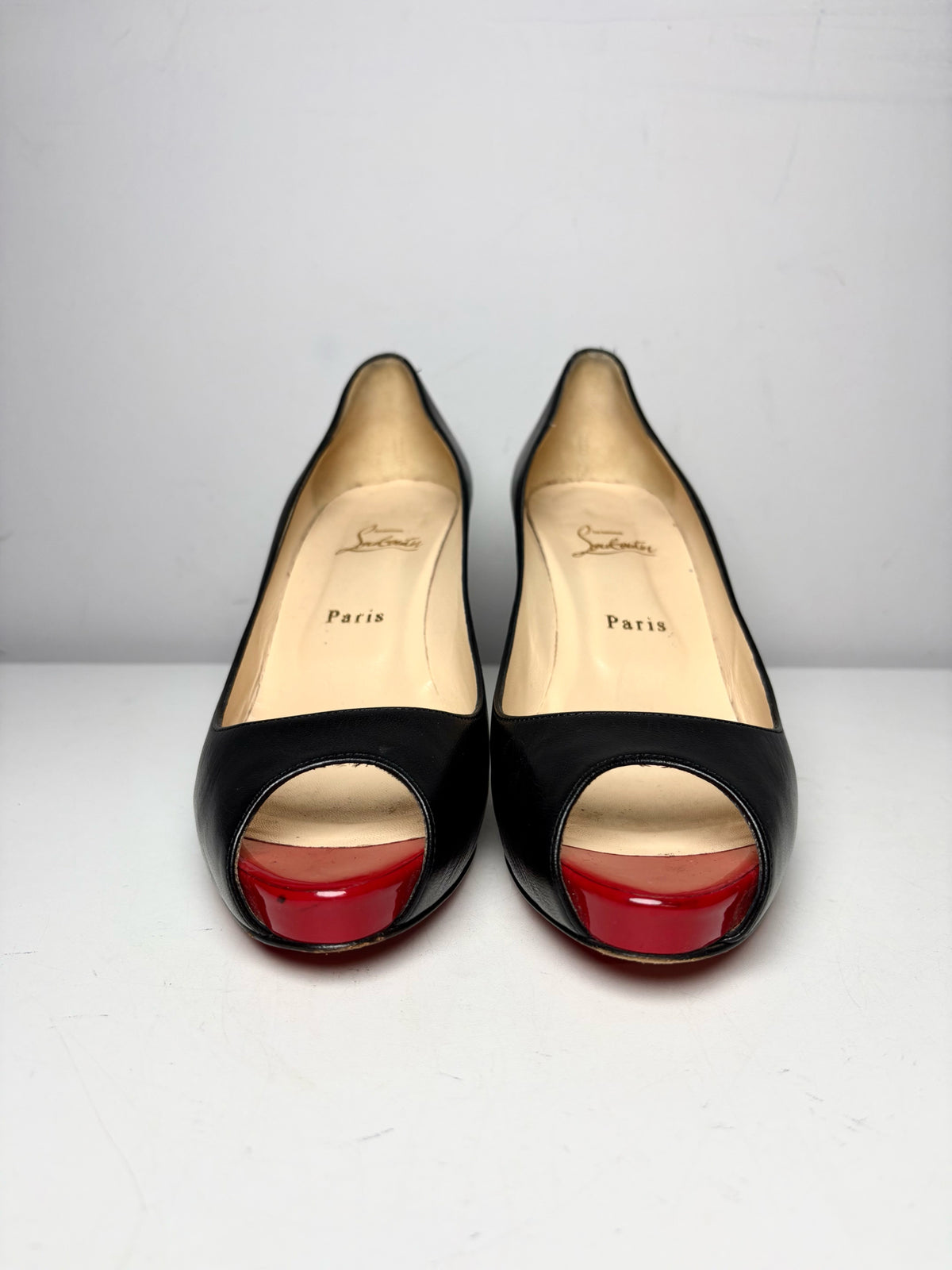 W Shoe Size 40.5 (10.5 US) Christian Louboutin Black & Red Leather Heels