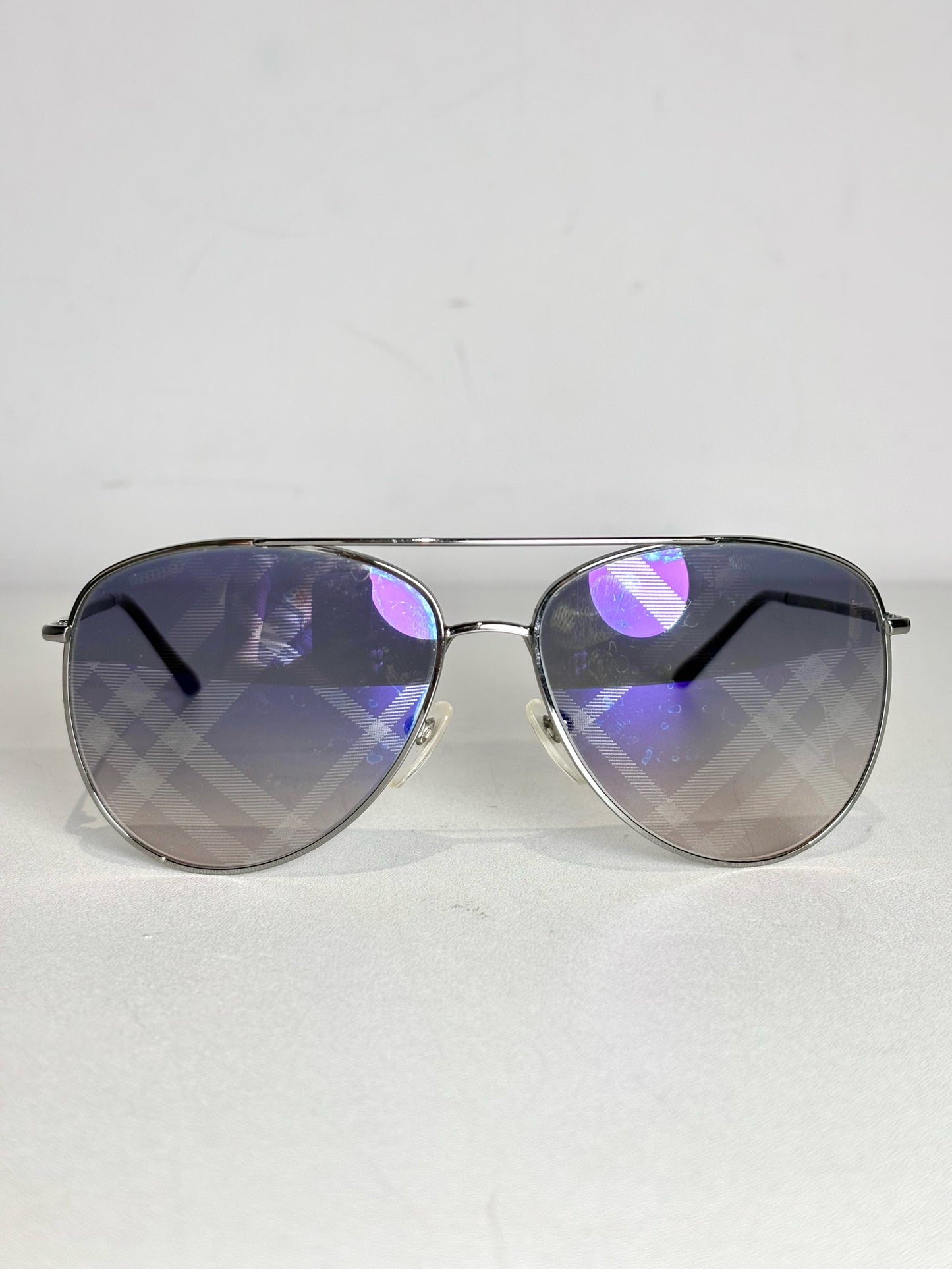 Men's Burberry Spark Mirrored Aviator Sunglasses Silver Sunglasses