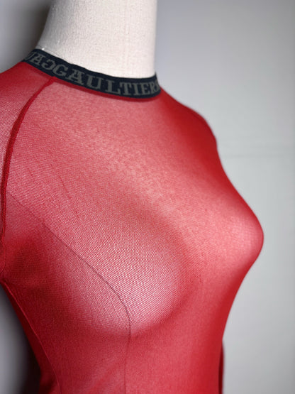 Women Size M Jean Paul Gaultier Red Vintage Mesh Pre-owned Shirt