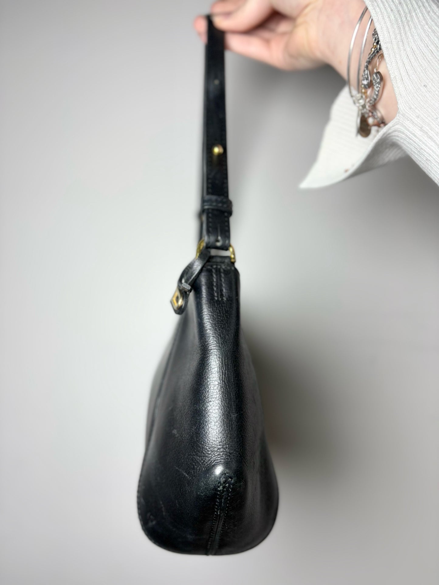 Vintage Delvaux Black Leather Handbag