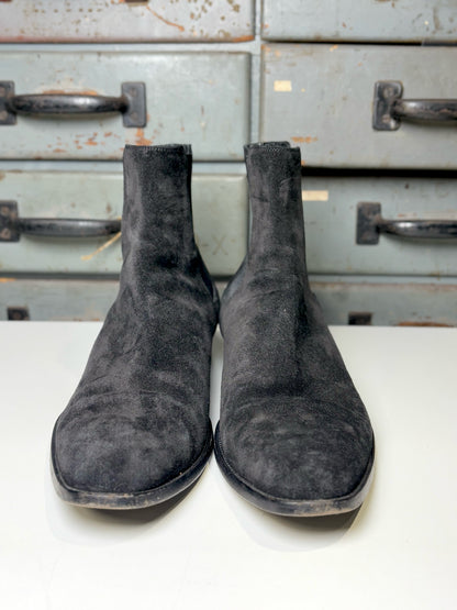 Mens Shoe Size 45L (12-12.5 US) Saint Laurent Black SuedeWyatt Men's Boots