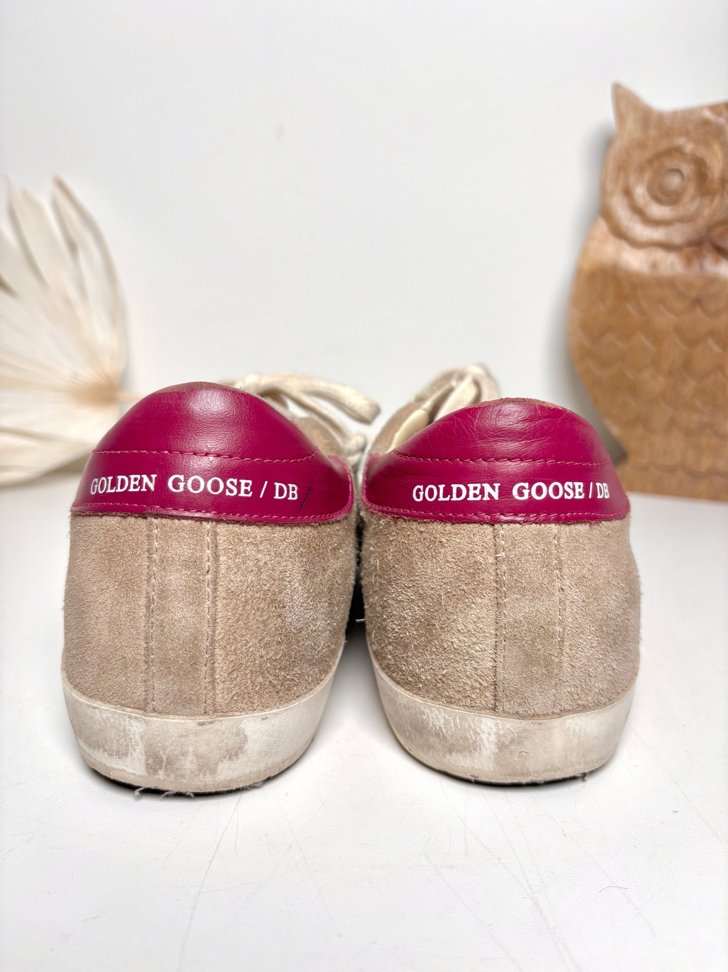 W Shoe Size 39 (8.5 US) Golden Goose Tan, Burgundy Desert Suede Sneakers