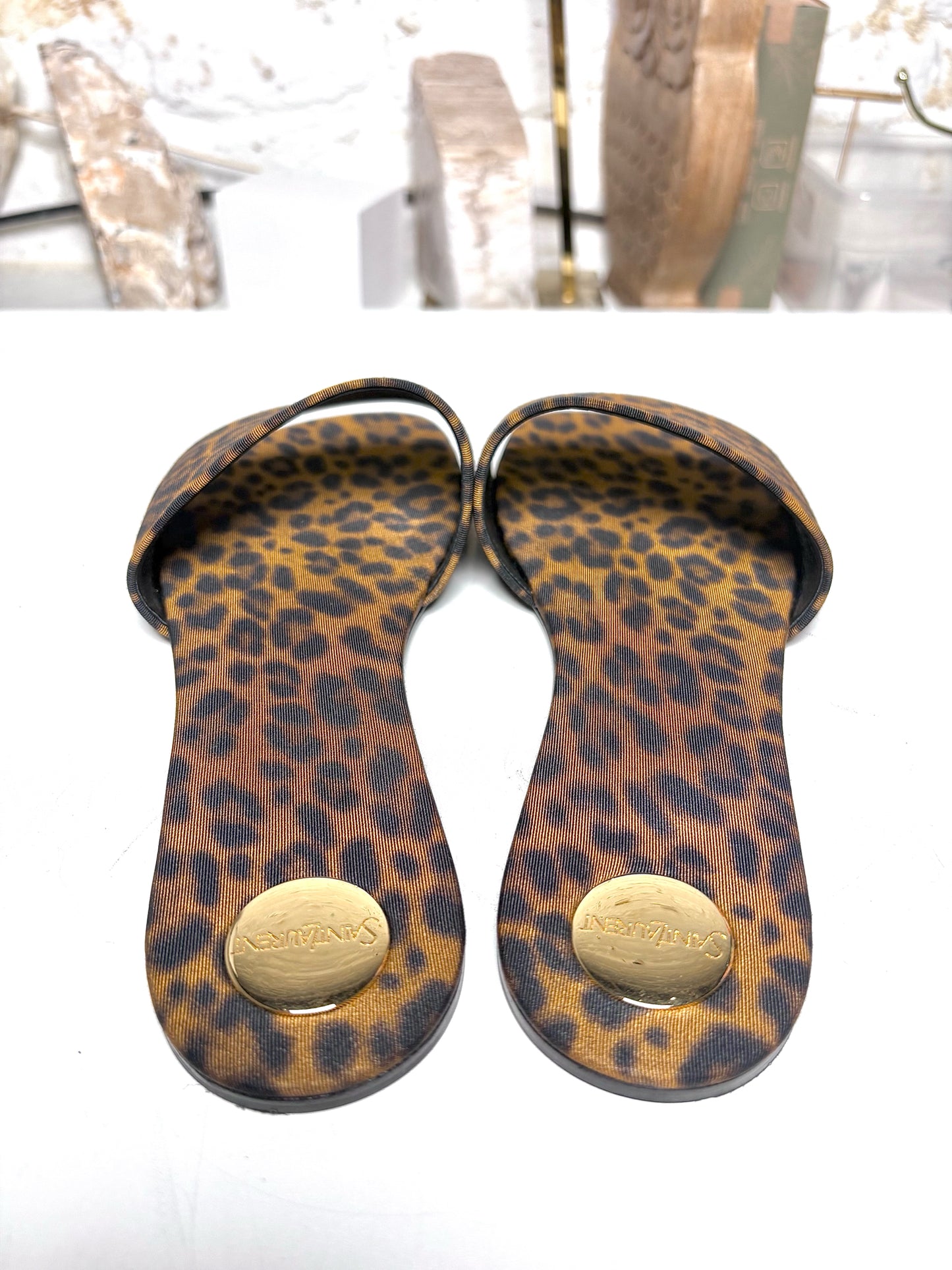 W Shoe Size 40 (10, US) Saint Laurent Brown, Black Animal Print Sandals