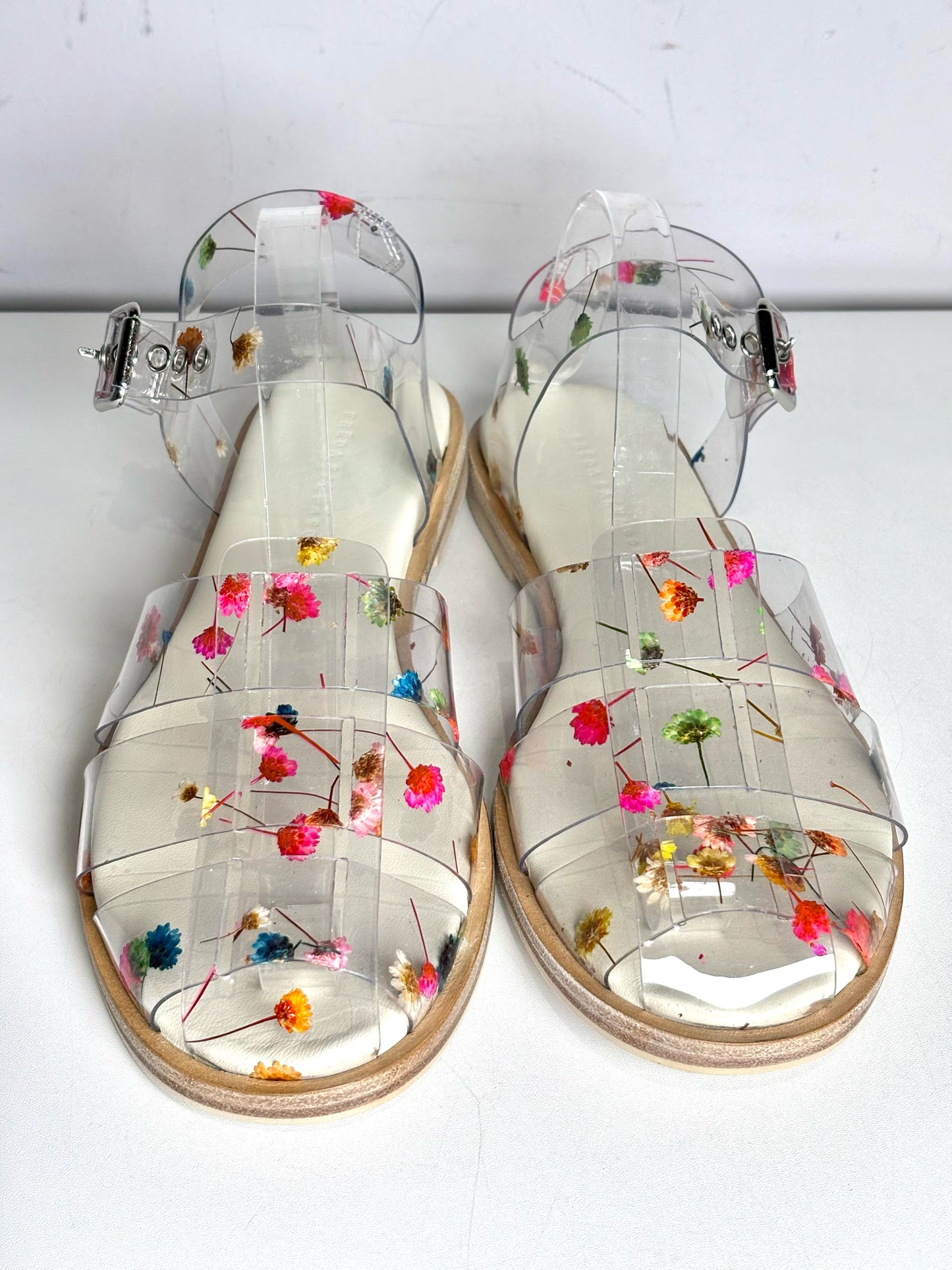 W Shoe Size 10 Freda Salvador Sera Fisherman Pressed Flower PVC Pre-owned Sandal