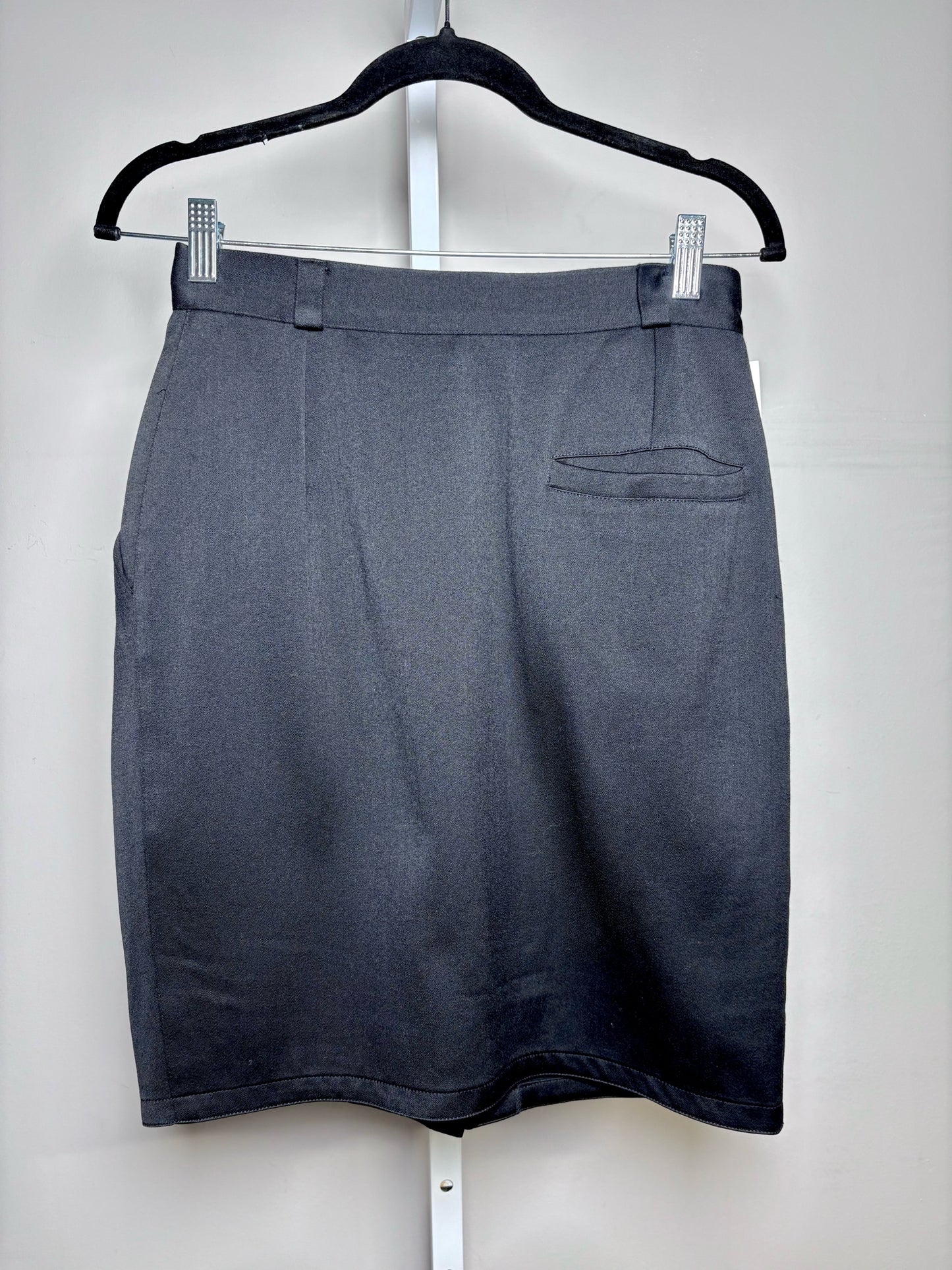 Women Size 42 Gianni Versace Black Vintage Pencil Pure Wool Skirt Pre-Owned