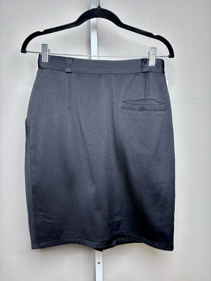 Women Size 42 Gianni Versace Black Vintage Pencil Pure Wool Skirt Pre-Owned