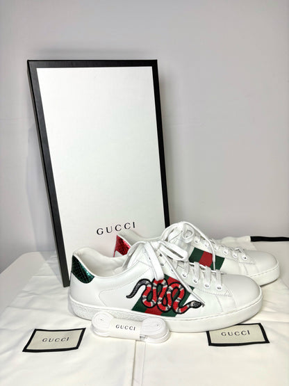 Gucci Ace low-top  Men's Sneakers embroidered king snake graphic