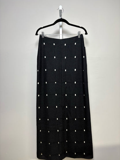 W Sz 36 Jil Sander Black Cutouts Wool w/Cotton Lining Skirt Pre-owned Vintage