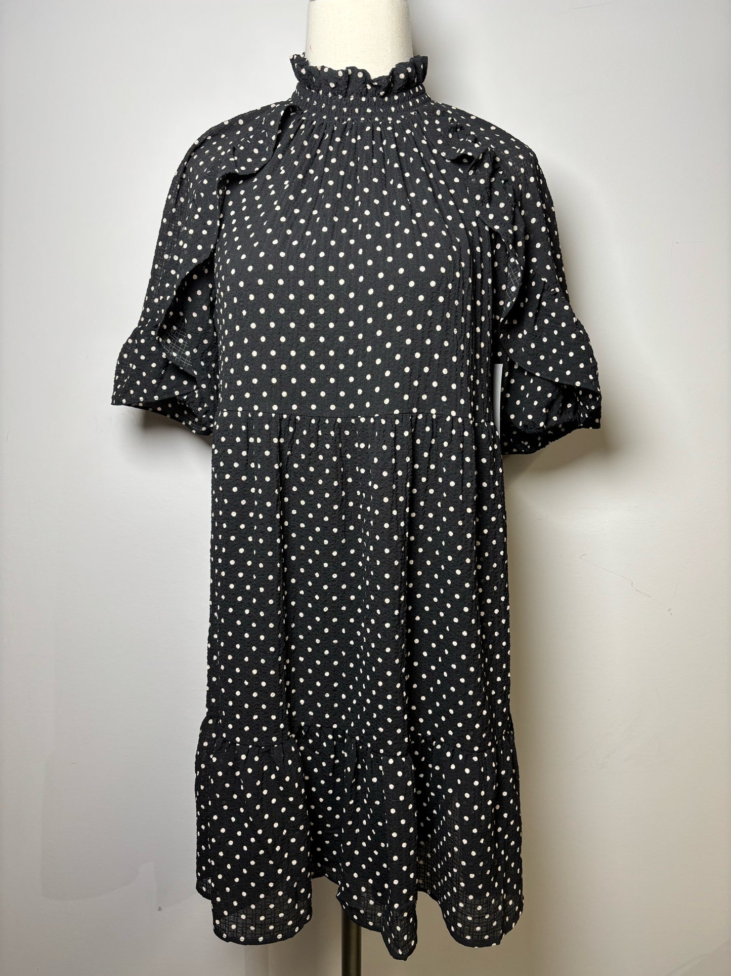 Women Size 38 Sezane Black Polka Dot Polyester Dress