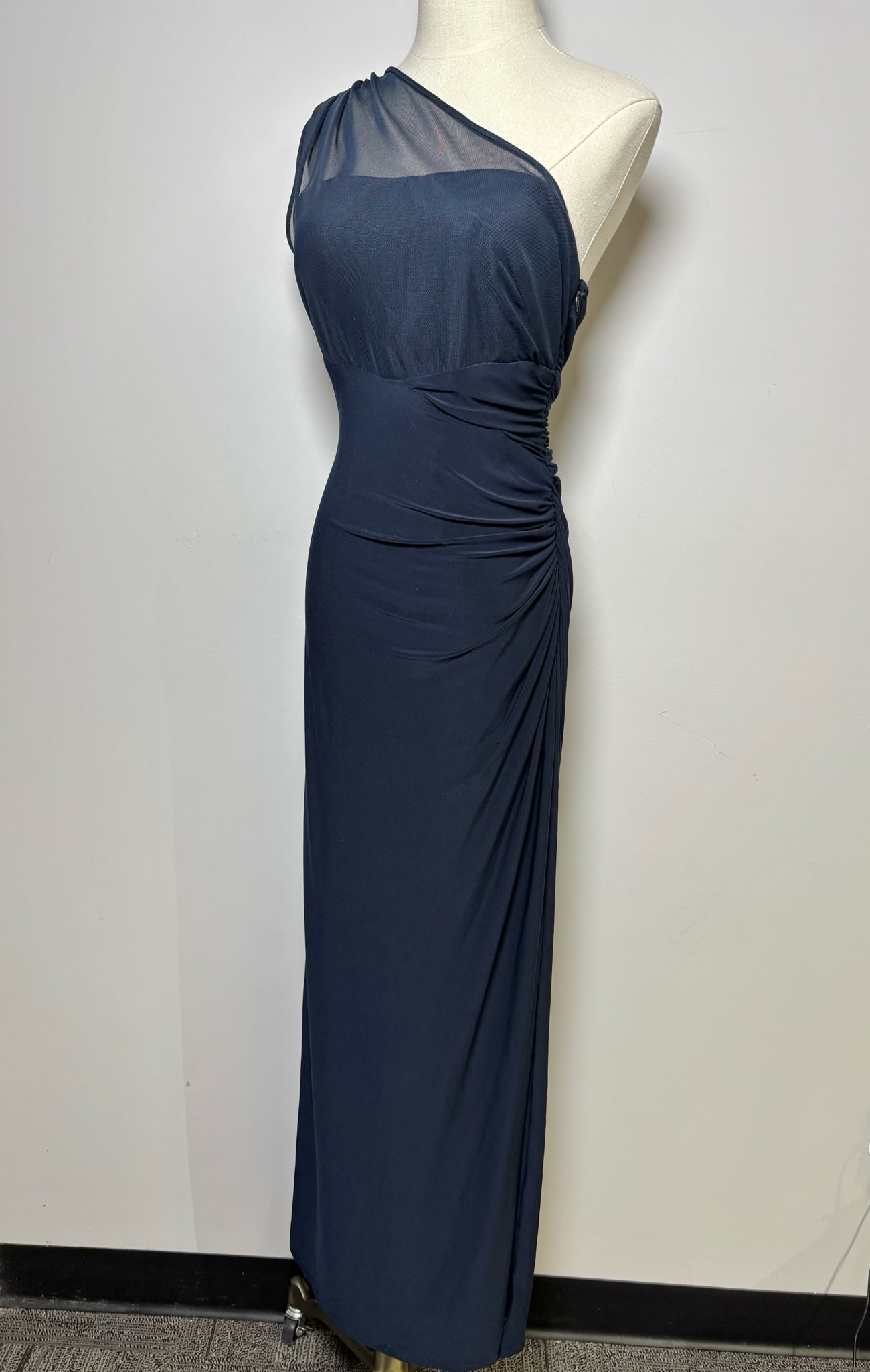 Women Size 10 Lauren Ralph Lauren Blue Solid One Shoulder Gown
