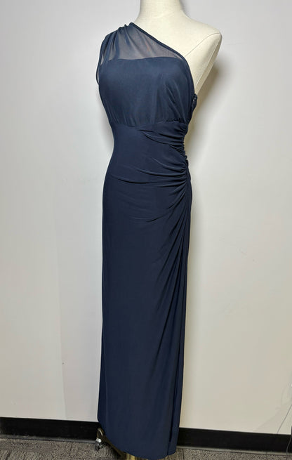 Women Size 10 Lauren Ralph Lauren Blue Solid One Shoulder Gown