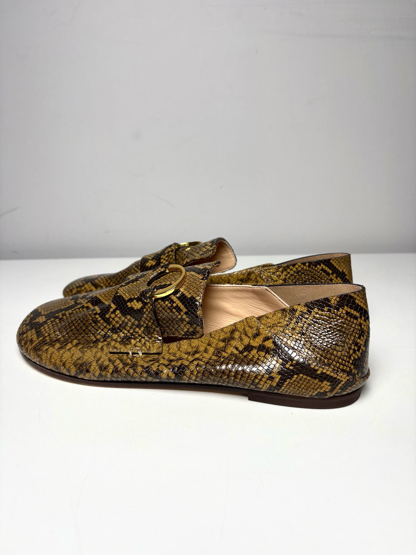 W Size 38 (7.5) Odissi Kali Python Print Leather Pre-owned, NWT Loafers