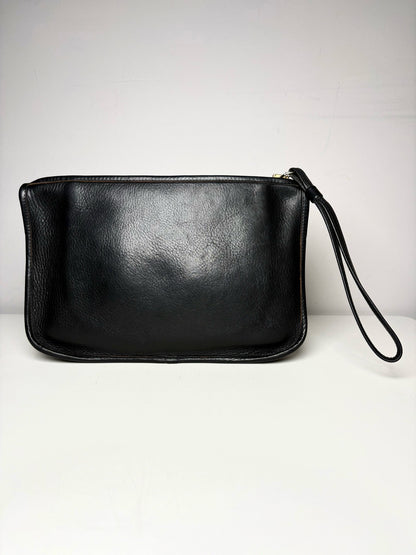 Women's NOL Leather Vintage Solid Pre-owned Black Wristlet