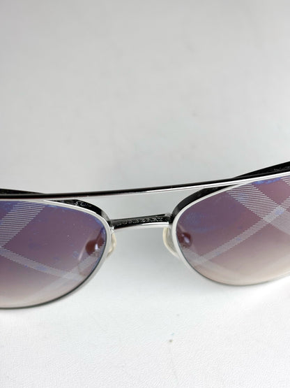 Men's Burberry Spark Mirrored Aviator Sunglasses Silver Sunglasses