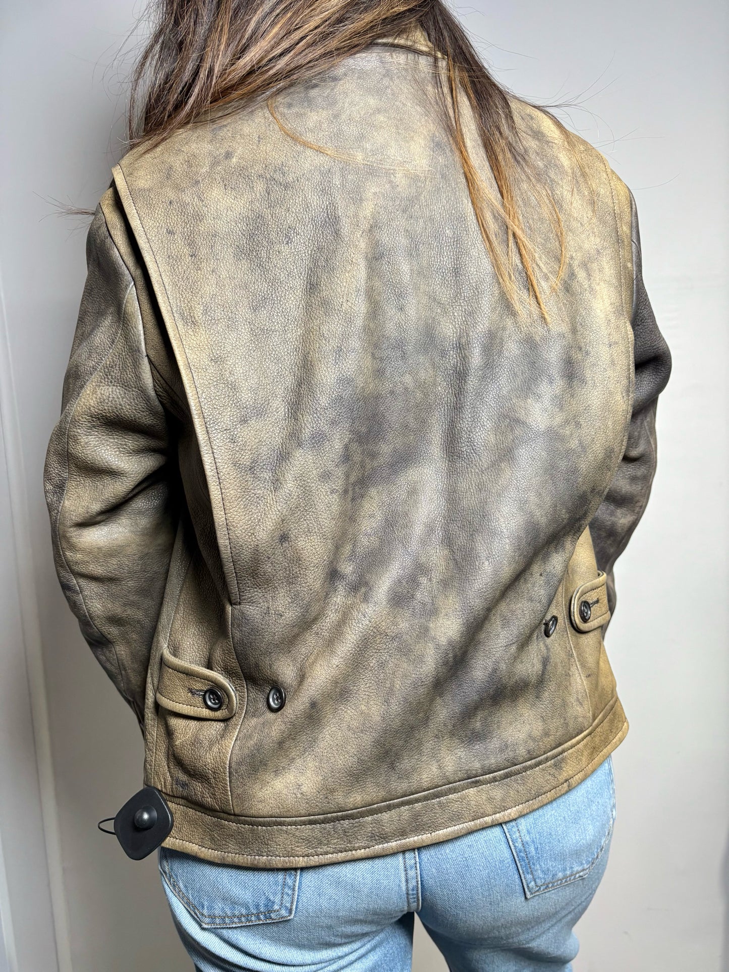 Women Size 50 (S/M Estimate) Jil Sander Brown Distressed Leather Jacket