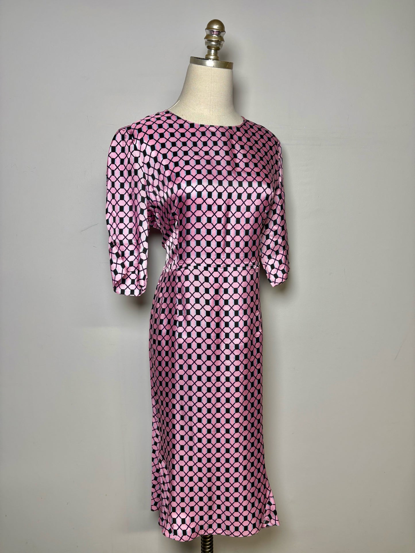 Women Size 8 (M) Marni Pink, Black Print Drop Waist Pre-owned Dress
